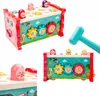 A collage of images showing a children's sensory learning toy with a hammer. Podgląd zdjęcia produktu