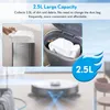 A collage of images showing a robot vacuum cleaner's dust bag and its capacity. Produktbild-Vorschau