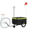 vidaXL Rimorchio per biciclette nero e verde 45 kg di ferro Anteprima dell’immagine prodotto 3