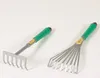 Two garden rakes with green handles are displayed against a white background. Produktbild-Vorschau