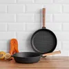 Ø28cm Grillpfanne Gusseisen Induktion Holzgriff Bratpfanne Produktbild-Vorschau 8