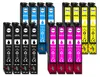 A collection of printer ink cartridges arranged in rows. Produktbild-Vorschau