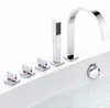 5 Loch Handbrause Badewannen Armatur Set eckig Produktbild-Vorschau 1