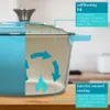 A cutaway view of a turquoise cast iron pot showing internal features and cooking dynamics. Produktbild-Vorschau