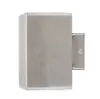 A product shot of a modern stainless steel outdoor wall light. Produktbild-Vorschau