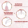 Collage of images showing features of a pink artificial Christmas tree. Produktbild-Vorschau
