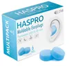 A box of blue silicone earplugs with product information and graphics. Produktbild-Vorschau