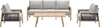 A three-piece outdoor lounge set consisting of a sofa and two armchairs, with a coffee table in front of the sofa, all on a white background. Produktbild-Vorschau