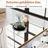 A close-up view of a mirrored surface, likely a table, reflecting a window and some decorative items. Produktbild-Vorschau
