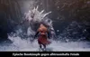 A warrior faces a large, furry monster in a snowy, icy environment. Produktbild-Vorschau