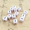 Buchstaben Perlen, 30 Stück, 6x6 mm, weiß mit schwarz, Produktbild-Vorschau 1