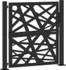 A black metal garden gate with a decorative cutout pattern, shown standing upright between two posts. Anteprima dell’immagine prodotto