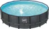 An above-ground swimming pool with a rattan-style frame. Produktbild-Vorschau
