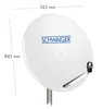 A satellite dish with dimensions indicated. Produktbild-Vorschau