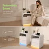 UnboxG 2er Set Nachttische Weiß – Nachttisch mit LED, USB & Produktbild-Vorschau 12