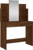 A brown oak-effect dressing table with a mirror and shelves. Náhled obrázku produktu
