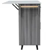 Side view of a kitchen island cart with a marble-effect countertop and gray wood-grain cabinet. Náhľad obrázku produktu