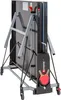 A folded Sponeta S 5-73i indoor table tennis table with two paddles attached. Produktbild-Vorschau