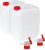 Two white plastic jerrycans with red caps and two red and white spigots in the foreground. Produktbild-Vorschau
