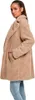 A woman wearing a beige sherpa coat and blue jeans, shown from the side. Produktbild-Vorschau
