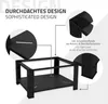 A diagram illustrating the features of a black metal stand, likely for a washing machine or refrigerator. Náhled obrázku produktu