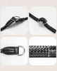 A collage of four close-up images showing details of a black dog collar. Anteprima dell’immagine prodotto