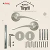 A product image showcasing door handles and related hardware, with marketing text and branding. Produktbild-Vorschau