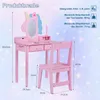 COSTWAY Kinder Schminktisch, 2 in 1 Frisiertisch mit Produktbild-Vorschau 3