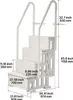 A white plastic pool ladder with dimensions labeled in inches and millimeters. Produktbild-Vorschau
