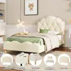 okwish klassisches Kinderbett 90x200 cm, gewelltes Kopfteil Produktbild-Vorschau 3