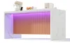 Kücheninsel 155x80x90, weiße Marmorfront, LED, 2 Steckdosen Produktbild-Vorschau 13