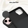 Close-up of the inside of a black phone case, showing the microfiber lining and the camera cutout. Produktbild-Vorschau