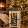 Laterne mit Weihnachtsbaum-Dekor | 24×57 cm | Holz, Glas & Produktbild-Vorschau 3