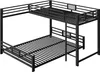 A black metal bunk bed with two beds, one above the other, and a ladder. Náhled obrázku produktu