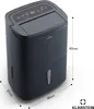 A dark gray dehumidifier with dimensions indicated by lines and text. Voir les images du produit