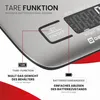Close-up of a digital kitchen scale with explanatory text and diagrams. Produktbild-Vorschau