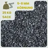 A close-up view of dark gray/black gravel with text overlays indicating size and weight. Produktbild-Vorschau