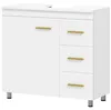 HOMCOM Mobile sottolavabo con ripiano e 3 cassetti, bianco Anteprima dell’immagine prodotto 1