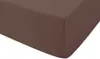 A close-up view of a brown fitted sheet. Produktbild-Vorschau