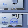 Close-up views of a 3D printer accessory, illustrating minimum and maximum support diameters. Produktbild-Vorschau