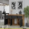 A modern dining room with a sideboard, dining table, chairs, and artwork. Produktbild-Vorschau