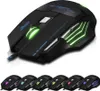 A gaming mouse with multiple colored LED lights, shown from a slightly elevated angle. Below the main image, there are several smaller images of the same mouse with different colored lights. Produktbild-Vorschau
