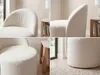 WOHNLING Sitzhocker Teddy Stoff 40cm Creme Rund Design Produktbild-Vorschau 4