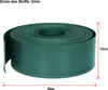 A roll of green plastic edging material for gardens, with dimensions indicated. Voir les images du produit
