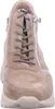 A close-up, front-facing view of a taupe bootie. Produktbild-Vorschau