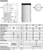 A technical diagram and specification table for a hot water storage tank. Produktbild-Vorschau