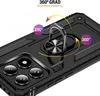 Close-up of a black phone case with a rotating ring stand. Produktbild-Vorschau