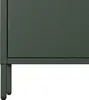 A close-up view of the bottom corner and legs of a dark green metal cabinet. Anteprima dell’immagine prodotto