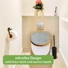 A toilet with a decorative seat in a bathroom setting. Produktbild-Vorschau