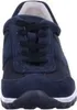 A close-up, front view of a navy blue sneaker with white accents on the sole. Voir les images du produit